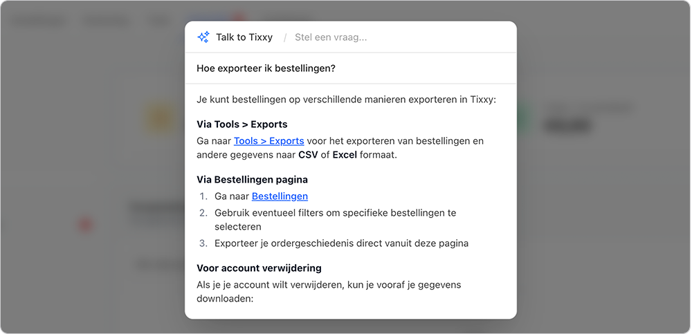 Talk to Tixxy - AI Kennisbank Assistent